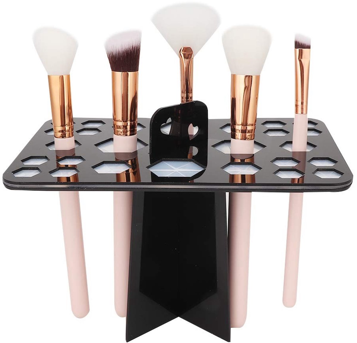 26-gaats make-upborstel, luchtdrogende borstelhouder, cosmetische borsteldroogstandaard voor make-upborstel, nagelborstel, make-upborstel, zwart