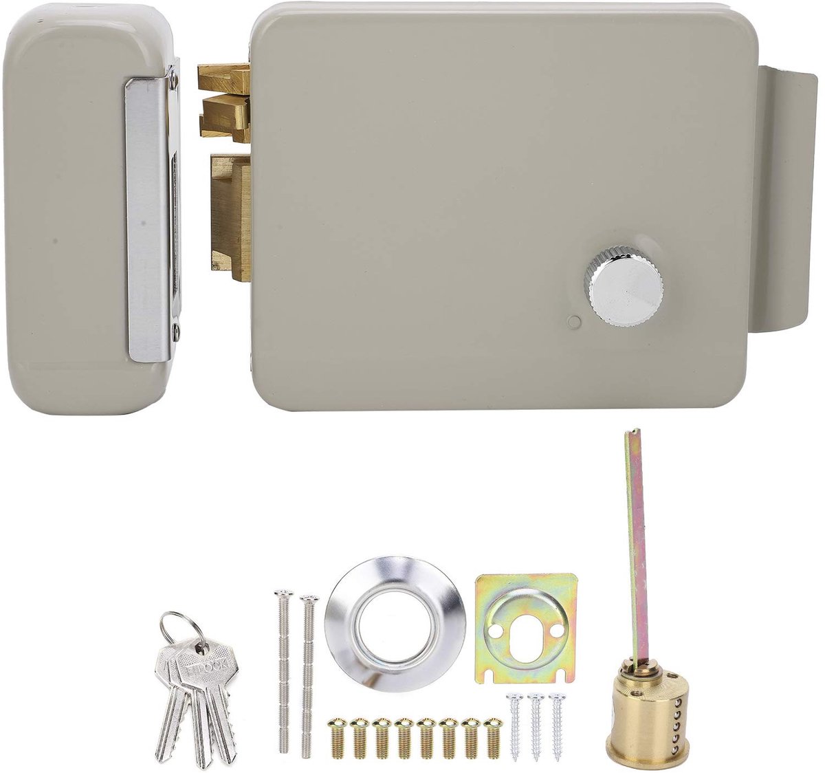 Dailygoods - Poort slot - Elektrisch slot - Duurzaam en sterk - Zilver - Veiligheidsslot - Geschikt voor houten en ijzeren deuren - Model 93060082...
