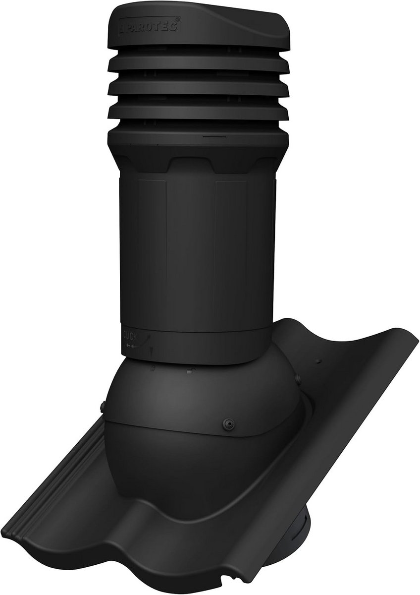 Dakdoorvoer - Ventilatiedoorvoer Schoorsteen - Passieve Ventilatie - Inclusief Waterpas - DN125 447mm Hoog - Zwart