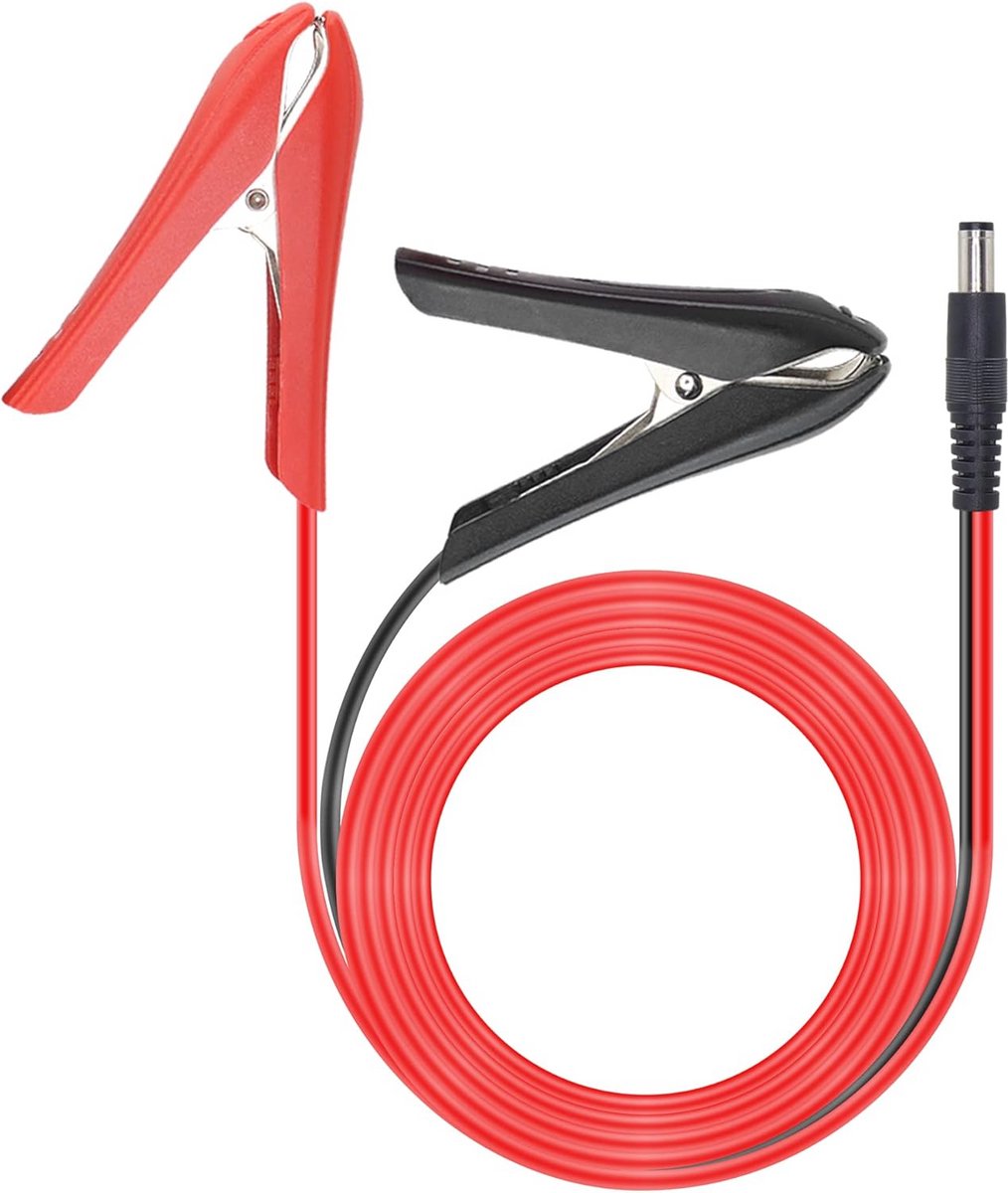 Batterij Klem Kabel - Verlengkabel Accu - Stroom Aansluiten - Kleurgecodeerde Clips - 18 Meter - Zwart Rood