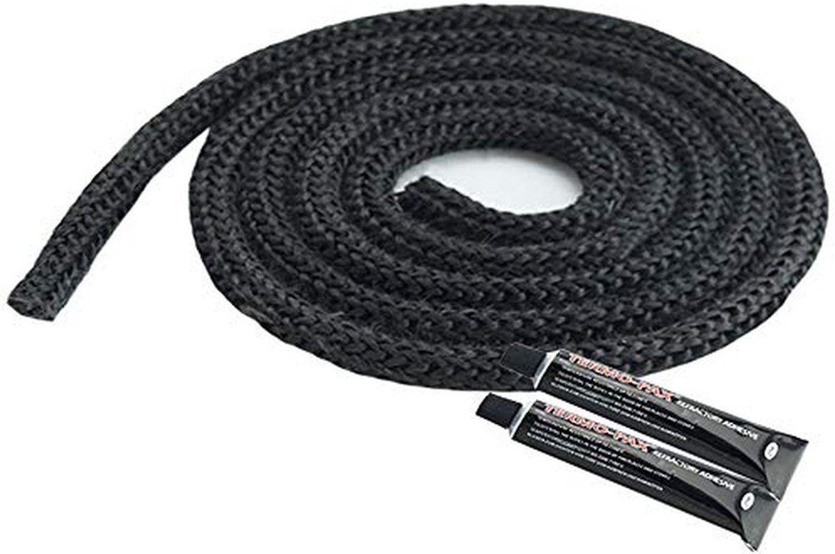 Dichtkoord voor kachels - Ovenkoord afdichting - Oven reparatie - Inclusief lijm - 10mm 4 meter - Antraciet
