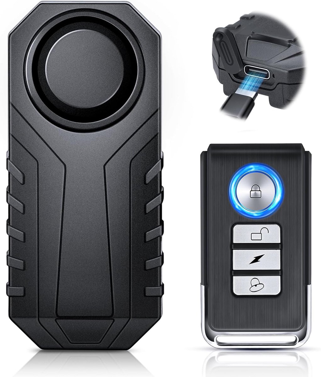 Motorfietsalarm - Fietsbeveiliging - Diefstalpreventie - Luid 113 dB - 10 x 4 x 2 cm - Zwart