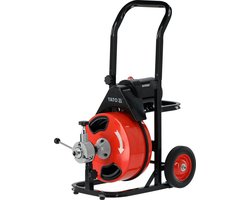 YT-25055 Elektrische Rioolreinigingsmachine - Ontstoppingsmachine - 300W - 1700 RPM - Inclusief 15.4m Verenstaal Spiraal & Transportkar - Blauw/Zwart