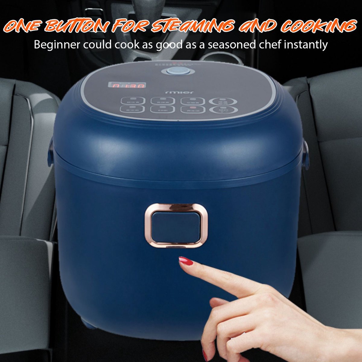 Jently rijstkoker - slowcooker - multicooker - draagbare rijstkoker - 2 Liter - compacte maat - mechanisch - blauw – foto 3