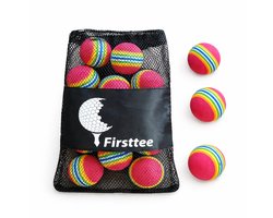 Firsttee - 12 stuks training softballen - GRATIS  BALLENNET - Golfballen - Ballen - Golf accessoires - Cadeau - Golftrainingsmateriaal - Sport - Training - Golfset - Indoor - Golfswing - Trainingsmaterialen - Geschikt voor golfnet - Golfbal - Tees