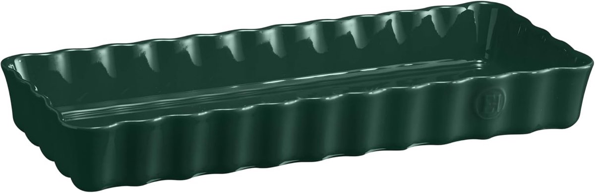 Lange taartvorm - Bakblik rechthoek - Taarten bakken - Krasbestendig email - 15 x 36 cm - Cedergroen
