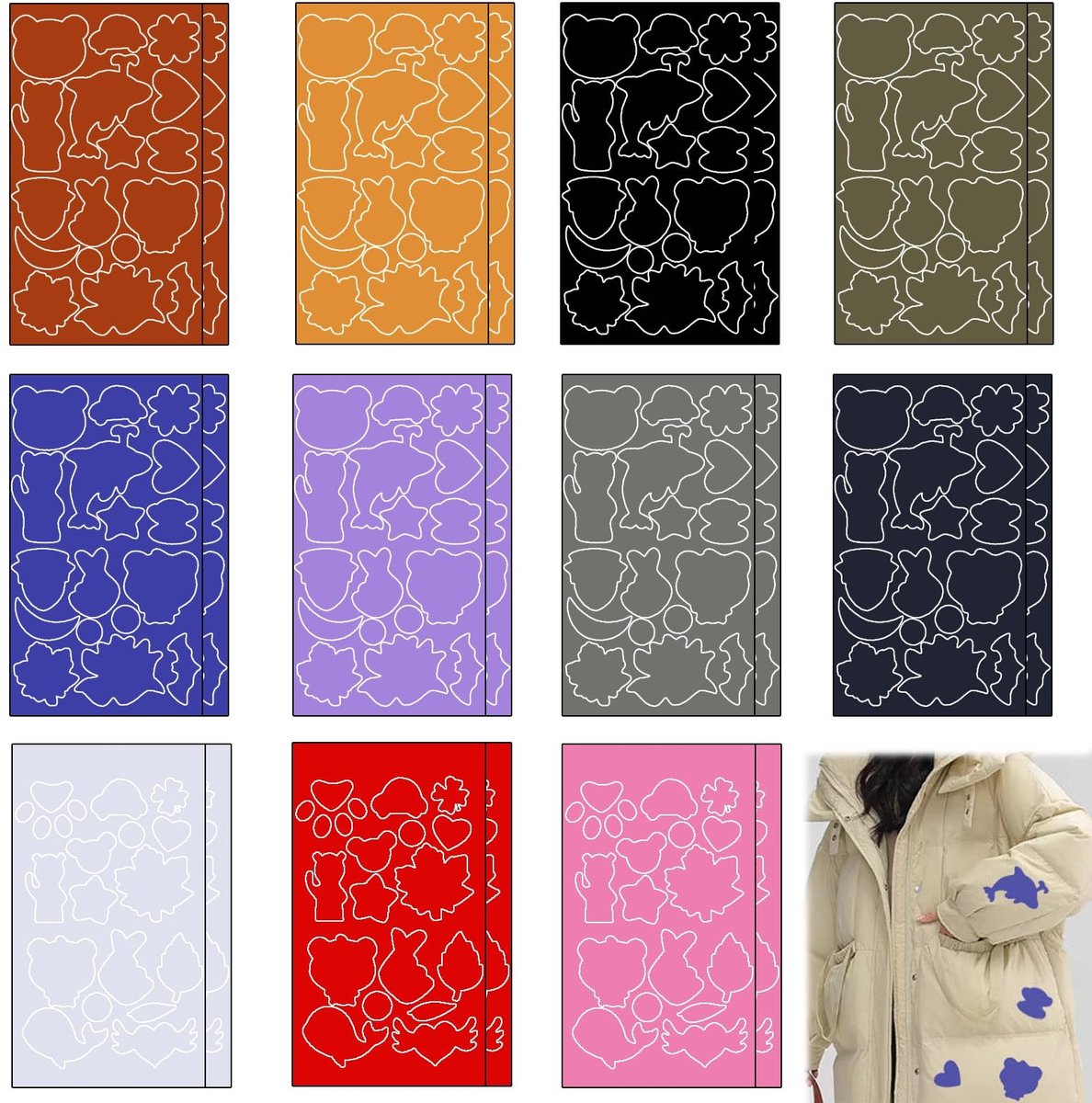 Dailygoods- Reparatiepatch 22 Stuks - Zelfklevende Patches - Waterdichte Reparatie - Donsjack/Leer - Multicolor 5,5 x 7,3 cm - Flexibele Oplossing - Reparatiepleister