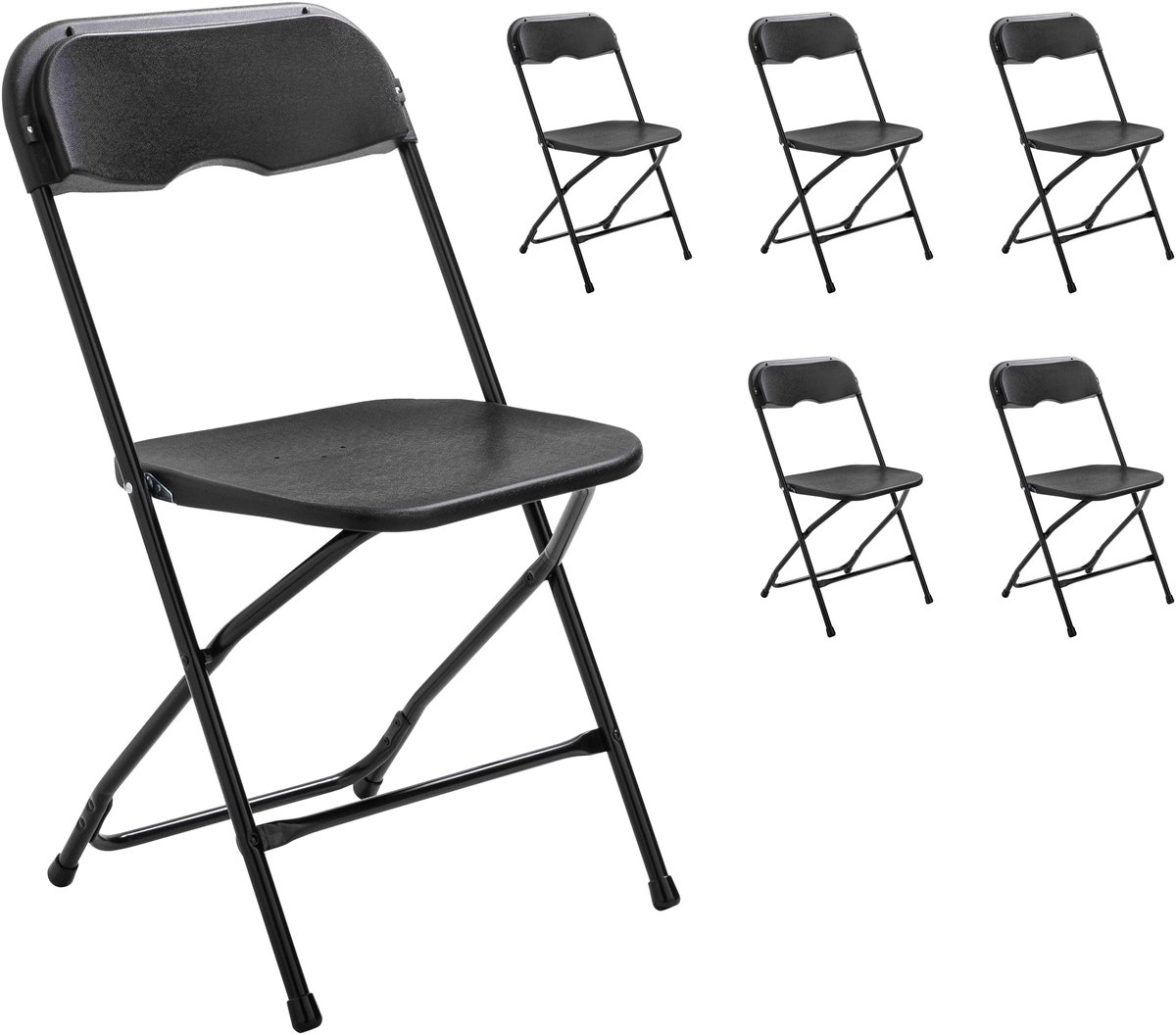 Oviala - Set van 6 zwarte inklapbare ontvangststoelen - REKKEM
