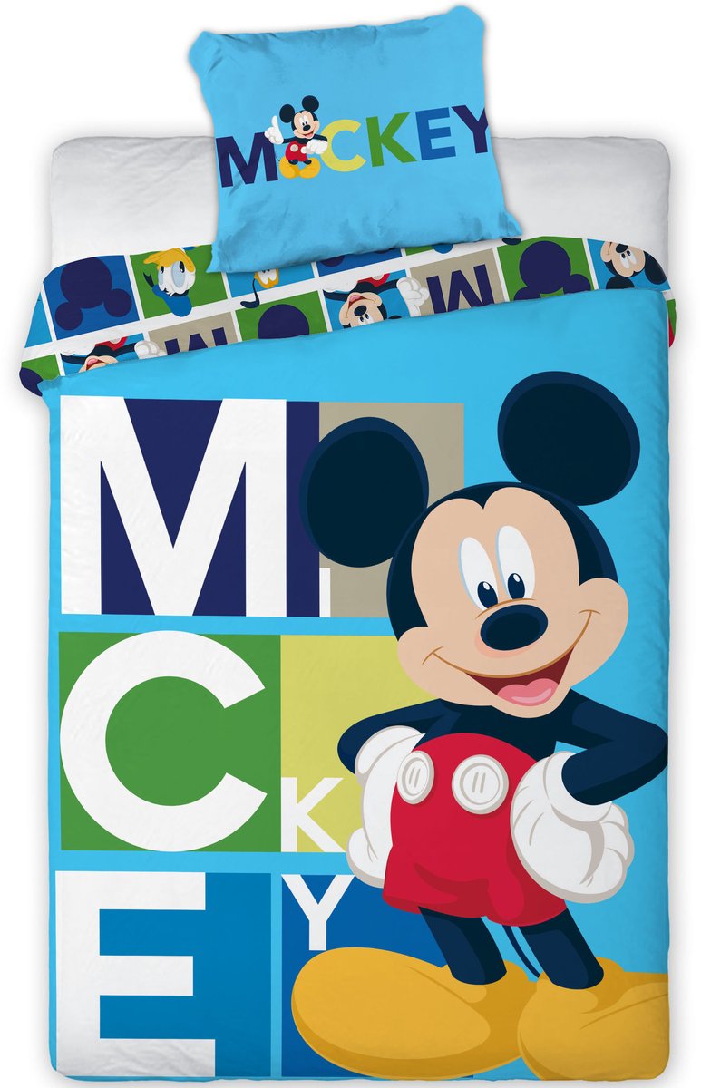 Disney Mickey Mouse Dekbedovertrek Blocks - 140 x 200 cm - Polyester