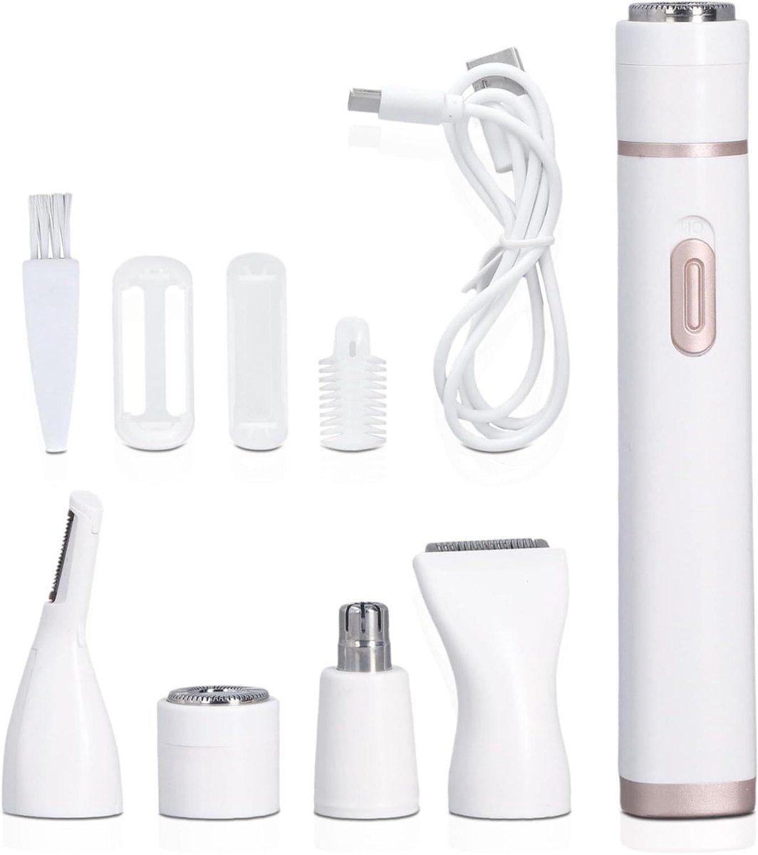 Elektrisch Scheerapparaat - Damesontharer - Gladde Huid - 5 Multifunctionele Koppen - USB Oplaadbaar - Wit