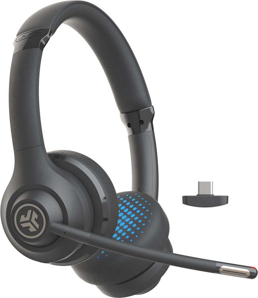 Draadloze Headset - PC Headset - Werk en Gesprekken - Dubbele Microfoon - 55+ Uur - Zwart