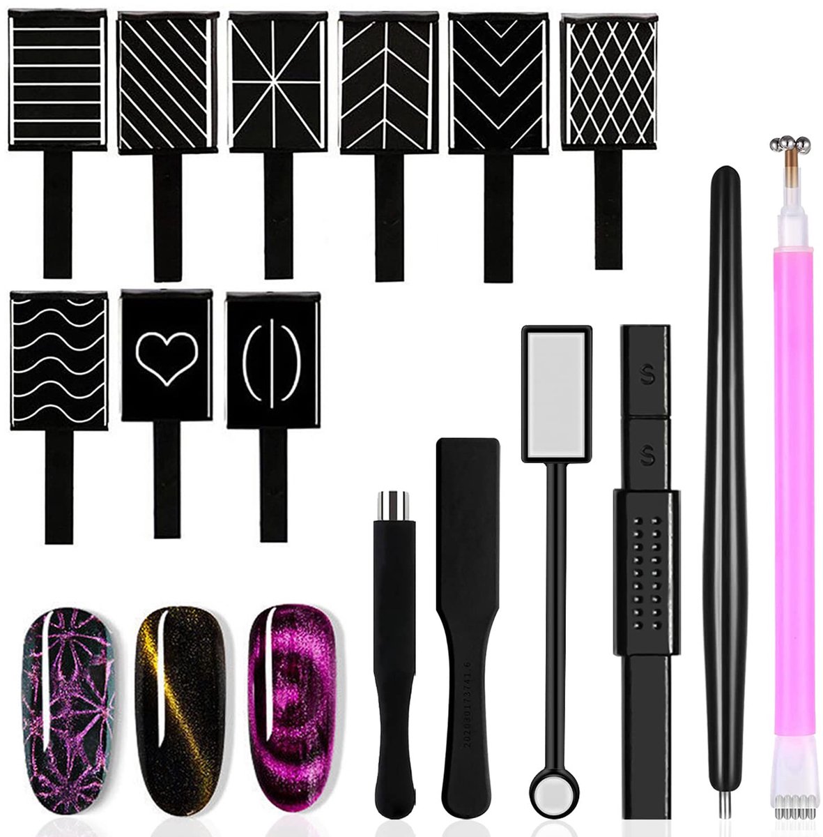 Cat eye magneet set voor nagels - 15 nail art magneten voor gel nagellak, gellak en cat eye magnet designs
