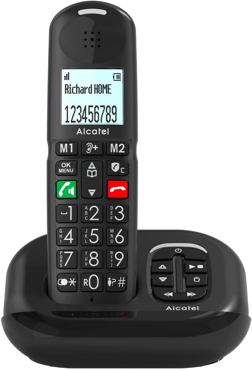 Draadloze Vaste Telefoon - Senioren Telefoon - Eenvoudig Bellen - Grote Toetsen - 14 x 65 x 112 cm - Zwart