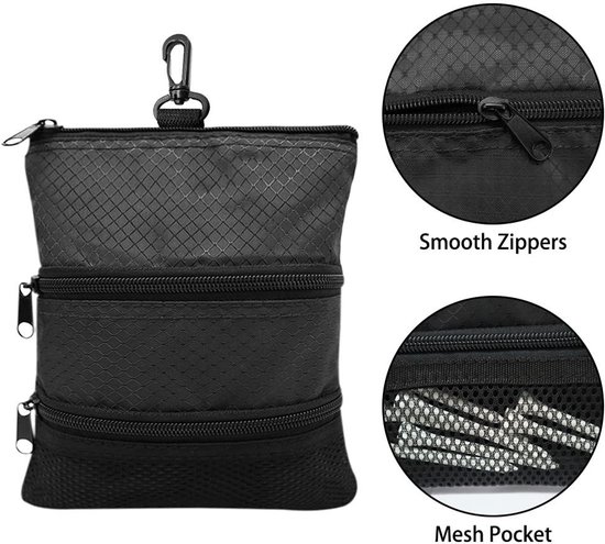 Dailygoods- Golftas Draagbaar - Golfbal Organizer - 3-Laagse Ritssluiting - Hoogwaardig Oxford-Materiaal - Praktisch en Compact - Handig Haakontwerp - Golfaccessoire van Dailygoods — afbeelding 4