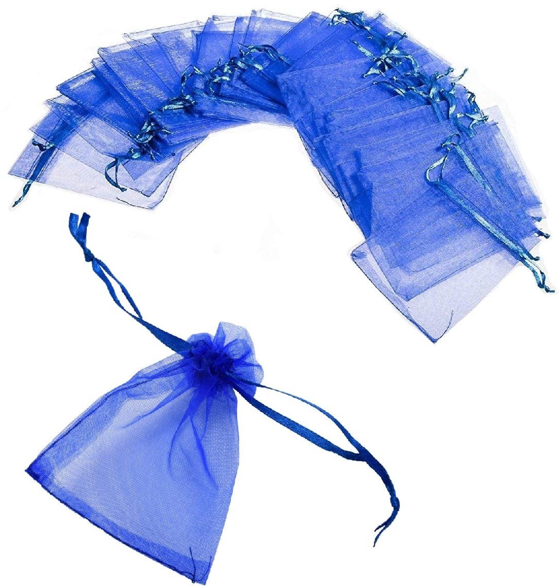 Dailygoods- Organza Zakjes 12 x 9 cm - 50 Stuks - Geschenken - Snoepzakjes - Sieradenzakjes - Trekkoord - Bruiloften/Babyshowers - Geschenkzakjes