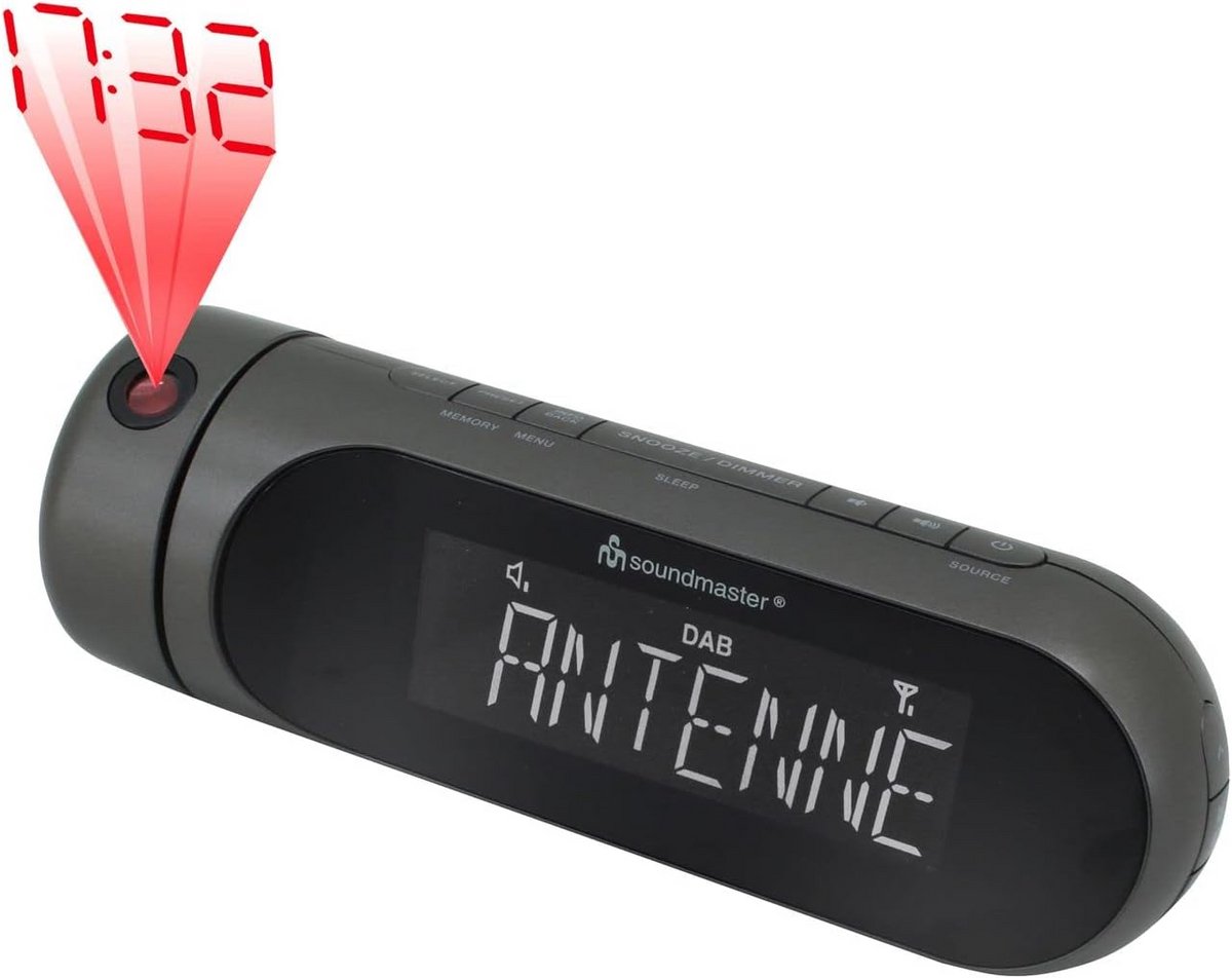 Wekkerradio met Projectie - Digitale Klokradio - Wakker Worden - Dubbel Alarm Functie - 19 x 6 cm - Zwart