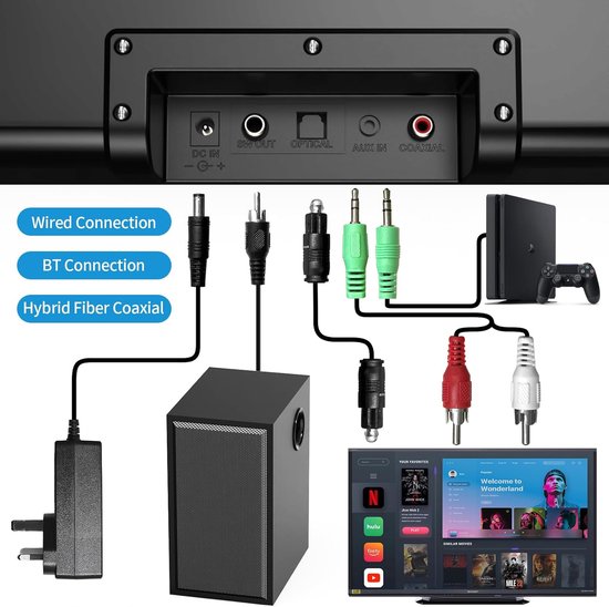 TV Luidspreker - Soundbar Subwoofer - Thuisbioscoop Ervaren - Bluetooth 5.0 Connectiviteit - 30 Watt Vermogen - Zwart — afbeelding 3