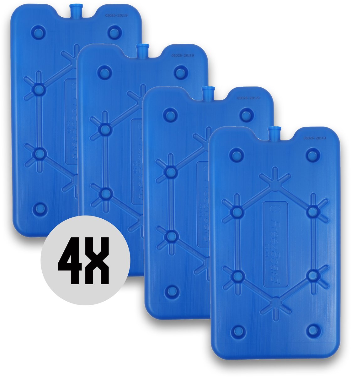 DULA platte koelelementen voor koelbox en koeltas - Freezeboard blauw plat - 4 stuks - 400 gram - 14 x 25 x 1.5 cm