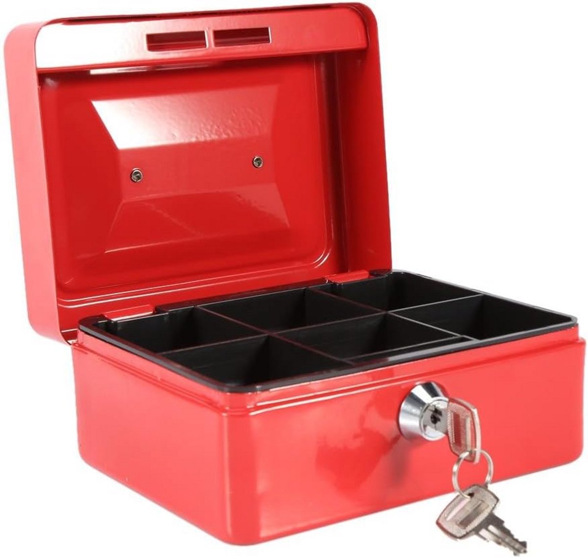 Draagbare Geldkist - Afsluitbare Cassette - Geld Opbergen - Met Reservesleutels - 15 x 12 x 7.5 cm - Rood
