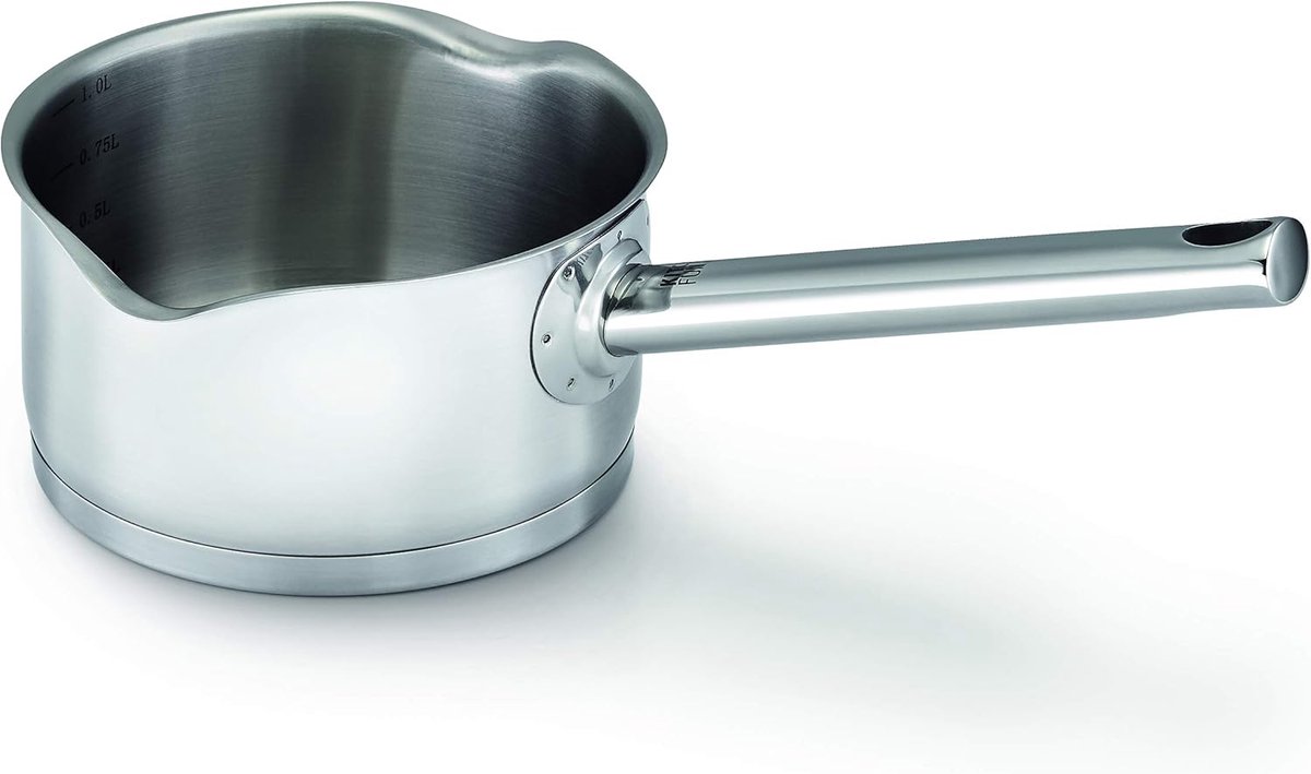 Steelpan Roestvrijstaal - Kookpan Klein - Koken op Inductie - Met Gietrand - 14 cm Diameter - Zilverkleurig