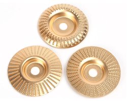 4Inch Woodworking Angle Grinder Molding Wheel HighCarbon Steel Wood Shaping Disc, Stump Grinder Angle Grinder Wood Carving Disc for Woodworking Cutting, Grinding and (3Pcs Set)