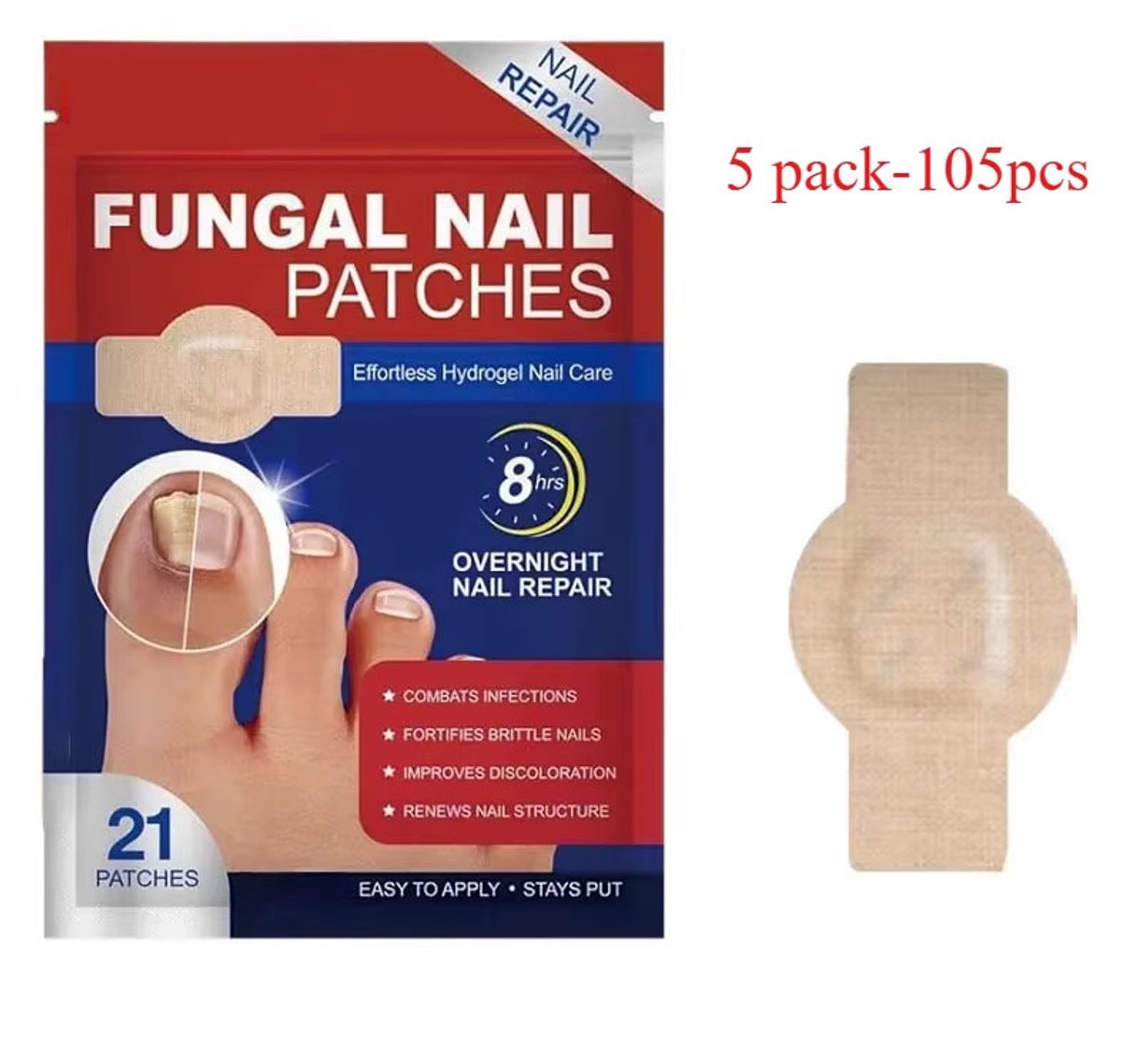 105-Stuks Waterdichte Teennagel Schimmel Patches – Nagelherstel & Correctie voor Ingegroeide, Verkleurde en Beschadigde Nagels – Voetverzorging Behandeling