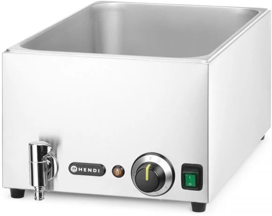 HENDI Bain-marie set met afvoerkraan – 3x GN 1/3 en deksel – energiebesparend – roestvrij staal – 230V/1000W — afbeelding 4