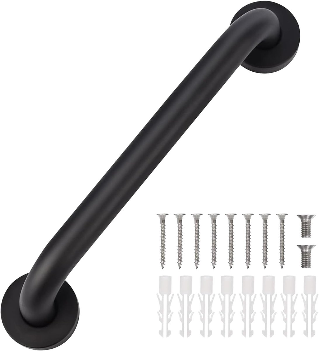 Douche Handgreep - Veiligheidshandvat Badkamer - Valpreventie Thuis - Roestvrij Staal - 30 cm - Zwart