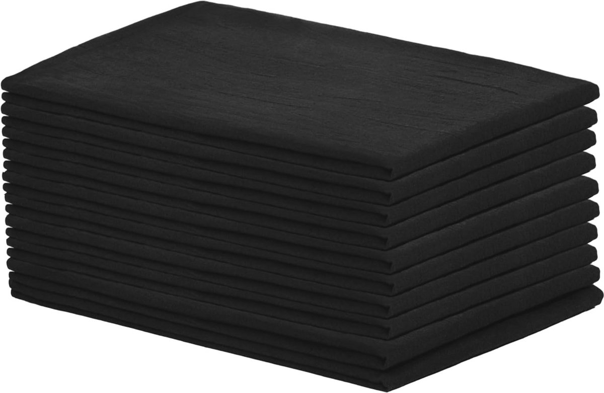 Katoenen Keukendoeken - Bloemzak Doeken - Keukenwerk - Biologisch Gecertificeerd - 10 Stuks 70x70cm - Zwart
