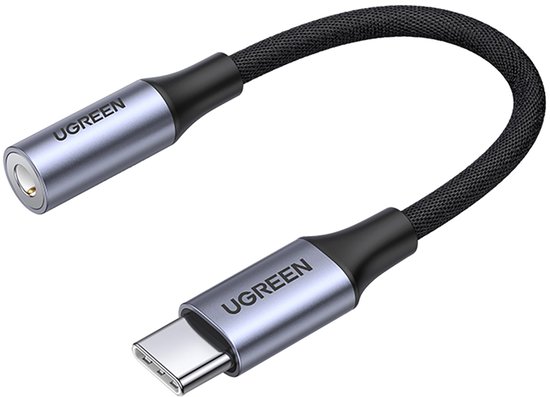 USB-C naar 3,5 mm AUX adapter met DAC, koptelefoon adapter voor smartphone, tablet, laptop – grijs