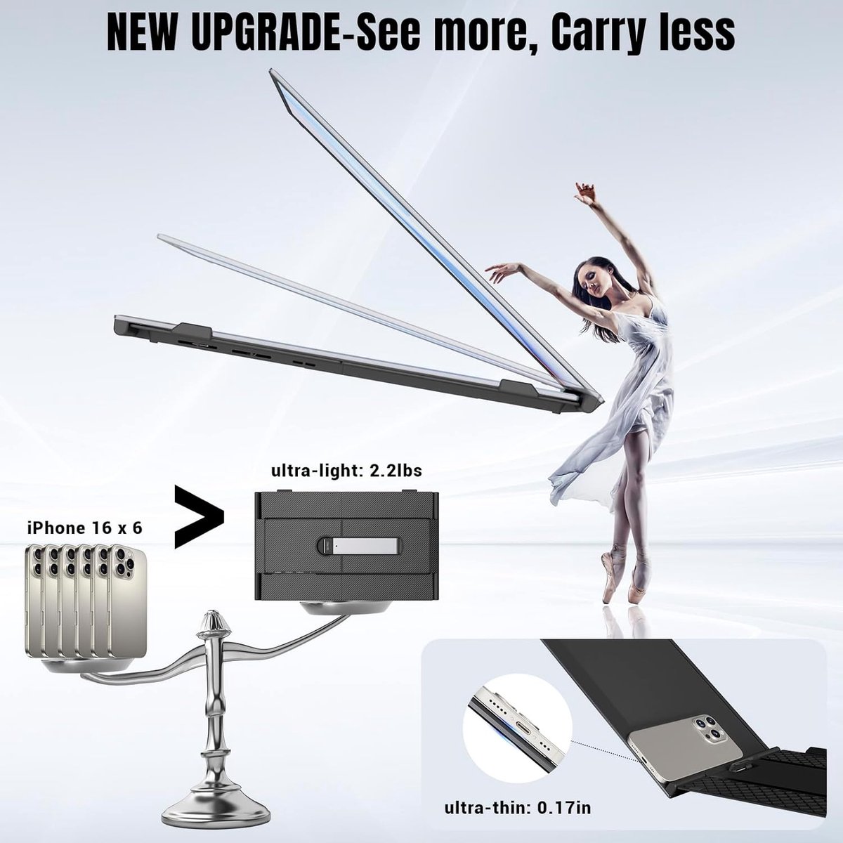 Draagbare Monitor Extender 14 inch 1080P FHD IPS - Triple Screen Uitbreiding voor Laptops 13-17 inch thumbnail 6