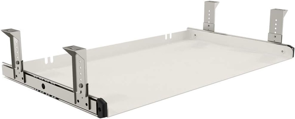 Onderbureau toetsenbordlade – Metalen lade voor toetsenbord en muis – Standaard lade voor bureau – Ruimtebesparend – Verstelbare hoogte – Soepel schuivend – 60 cm – Wit