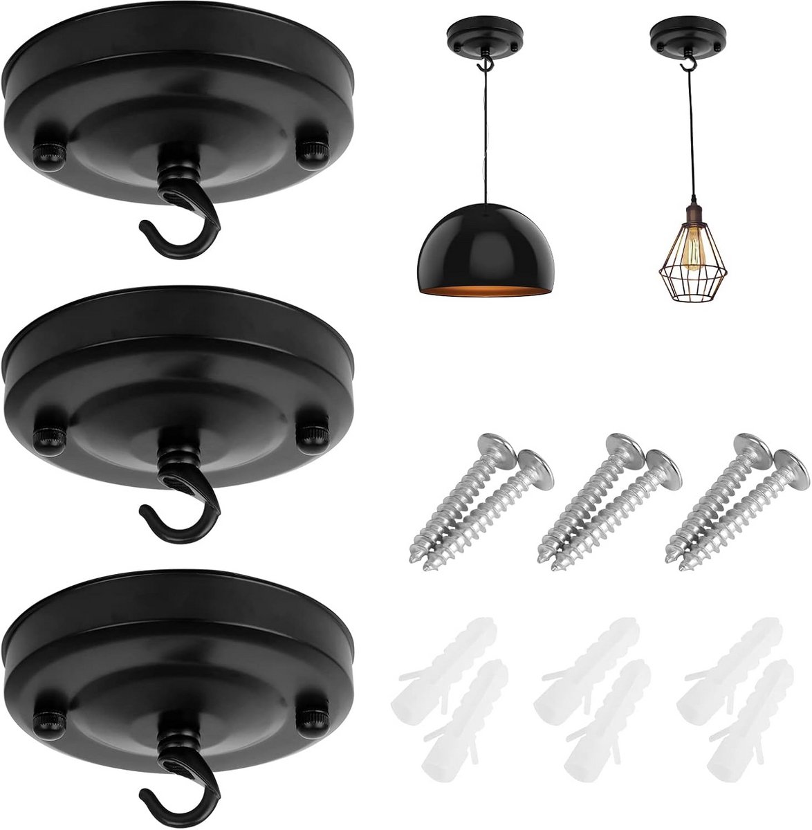 Plafondrozet Haken - Kroonluchter Ophanging - Decoratie Bevestigen - Vintage Stijl - 3 Set
