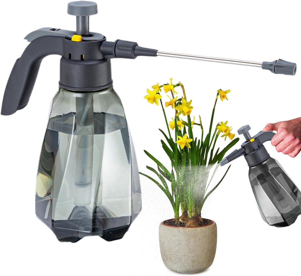 Luchtdruksproeier - Tuinpomp bewatering - Planten water geven - Verstelbaar mondstuk - 1.5 Liter - Grijs
