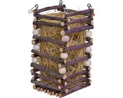 Konijnen Hooivoederbak - Voerdispenser Hout - Netjes Voeren - Rommelvrij Ontwerp - 18x7cm - Houtkleur