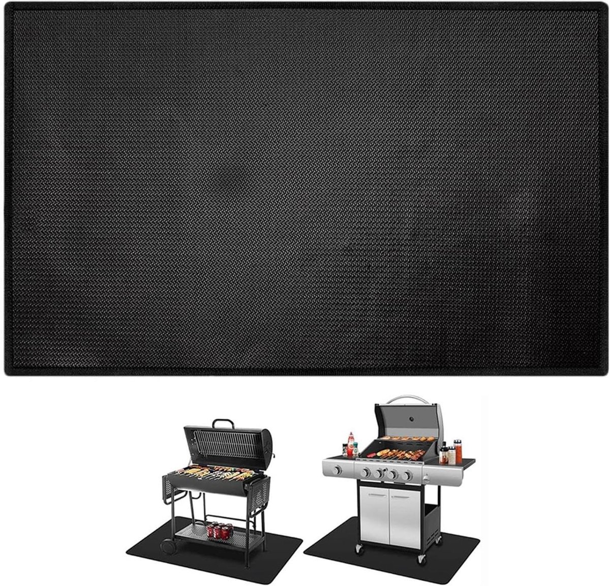 Vuurvaste Mat - Grillmat Buiten - Terras Beschermen - Hittebestendig 1000°C - 76 x 122 cm - Zwart