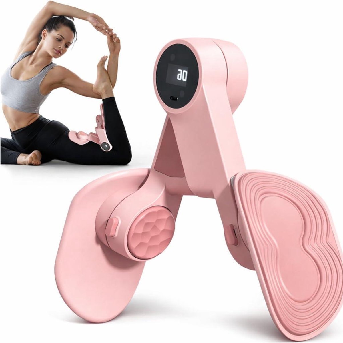 Heuptrainer Digitale Teller - Bekkenbodemtrainer Billen - Spierversterking Thuis - Ergonomisch Design - 32 x 10 x 26 cm - Roze