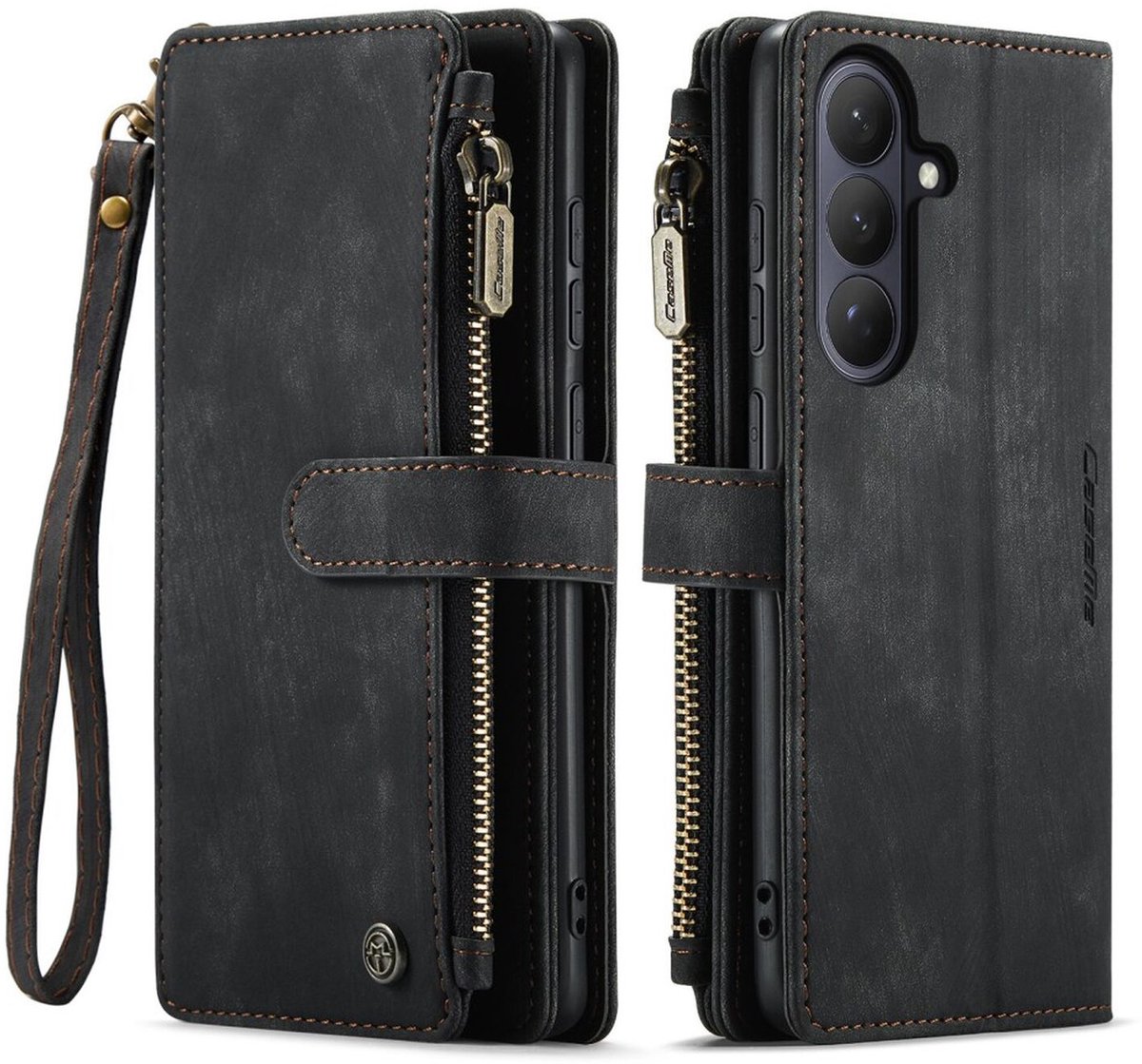 CaseMe C30 Hoesje Geschikt voor Samsung Galaxy S26 | Wallet Zipper Book Case met Pasjeshouder | Beschermhoes met Portemonnee | Zwart