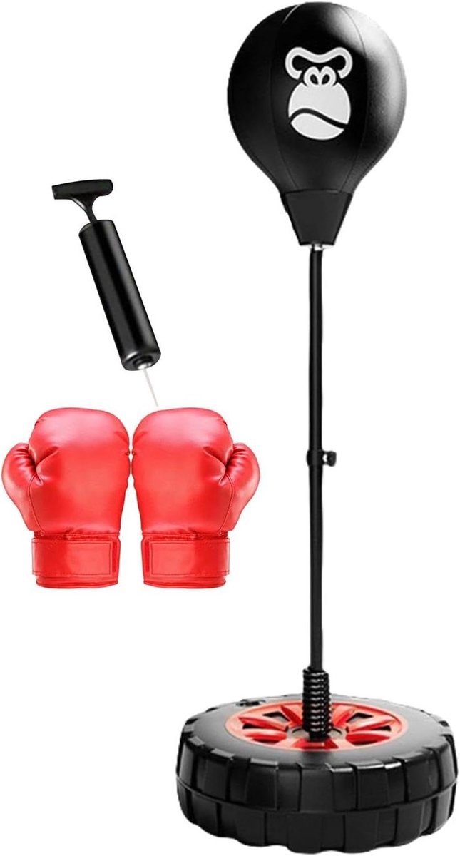 Bokszak met standaard - Trainingsbokszak - Sporttraining verbeteren - In hoogte verstelbaar - 79 tot 119 cm - Zwart