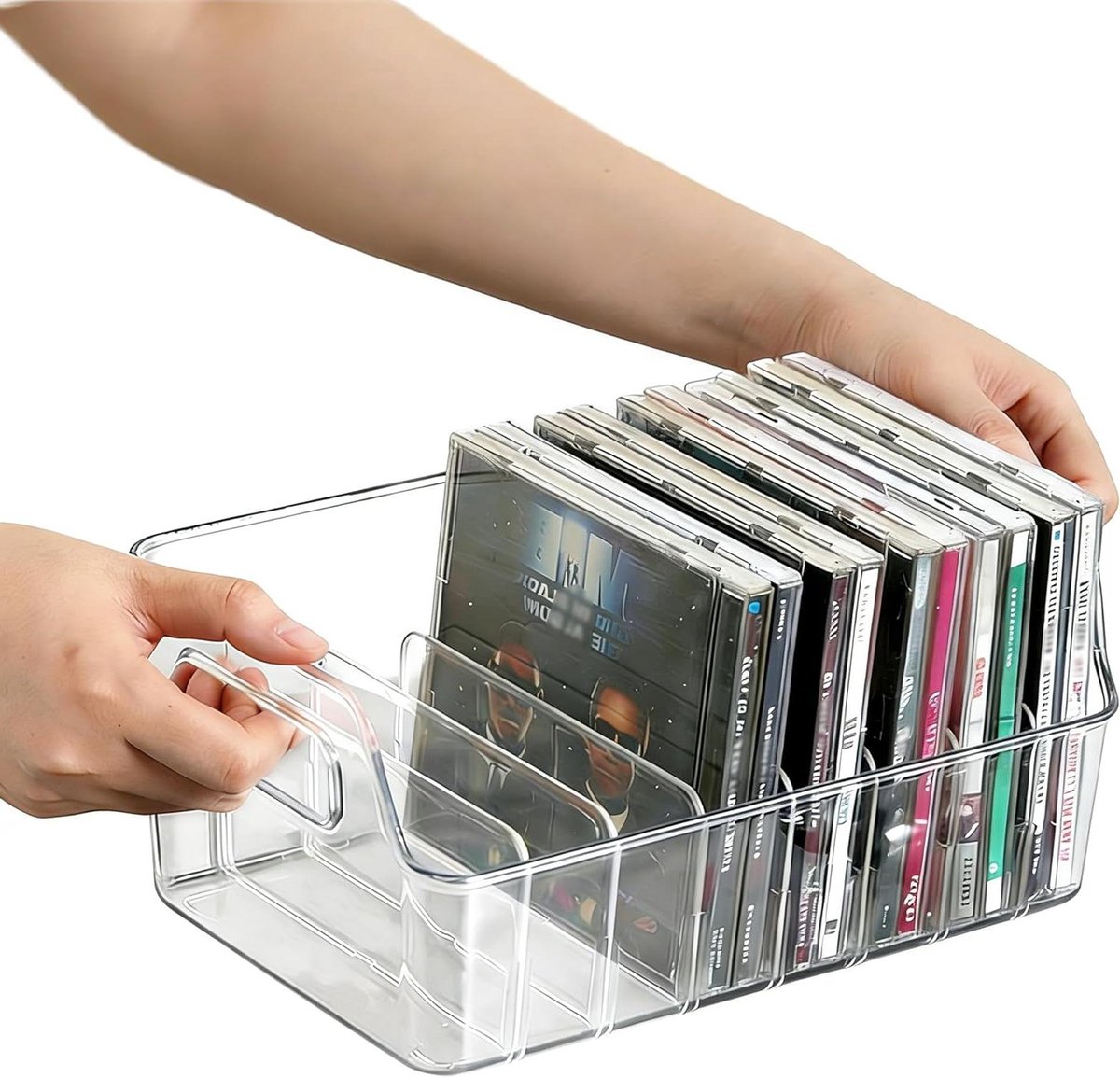 Cd-rek Acryl - Cd-houder Opbergdoos - Cd's Organiseren - Uitneembare Scheidingswanden - 12-13 Cd's - Transparant