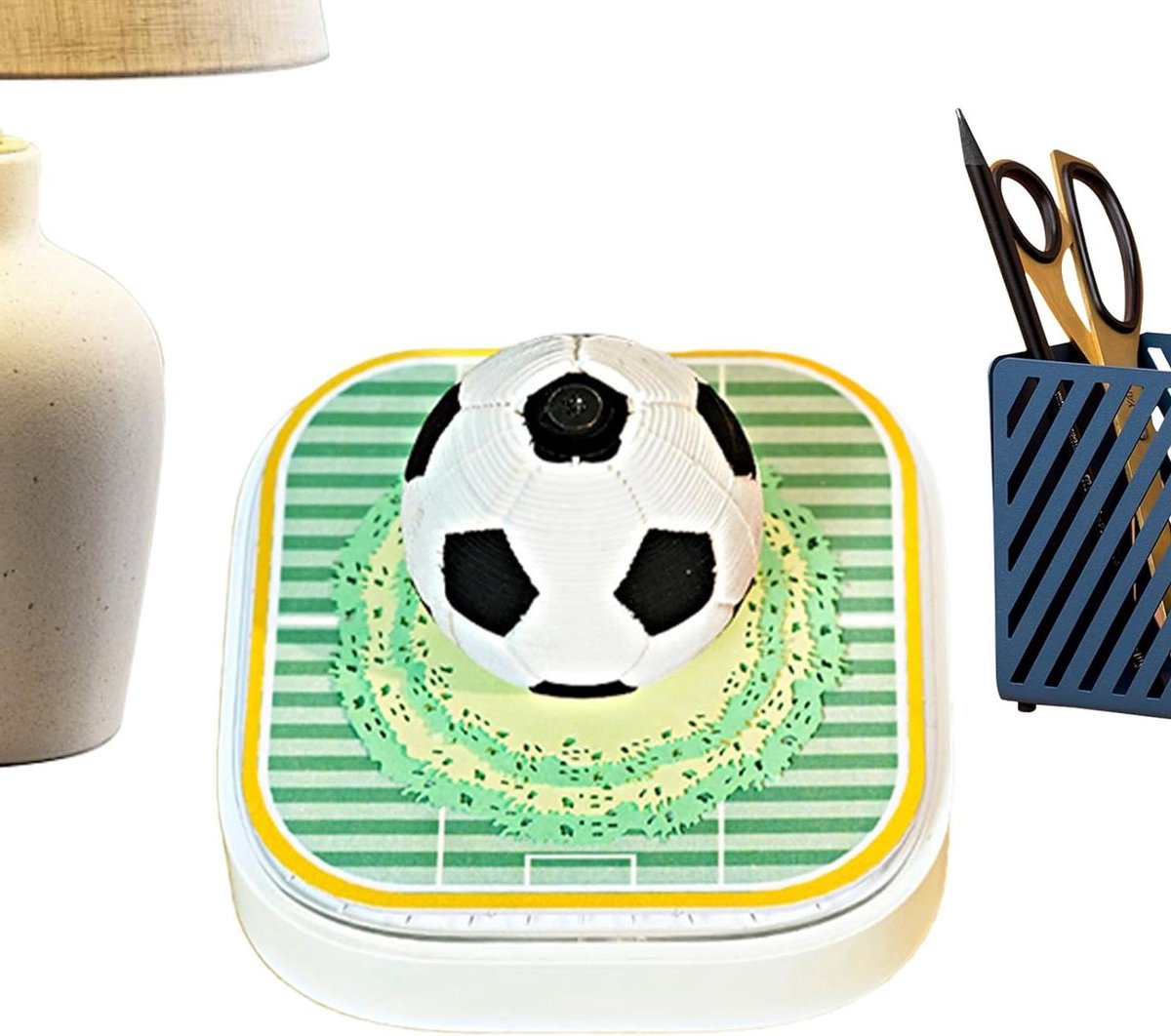3D Kalender - Tafelblad Decor - Dagen Bijhouden - Voetbal Vorm - 8x8x6 cm - Multicolor