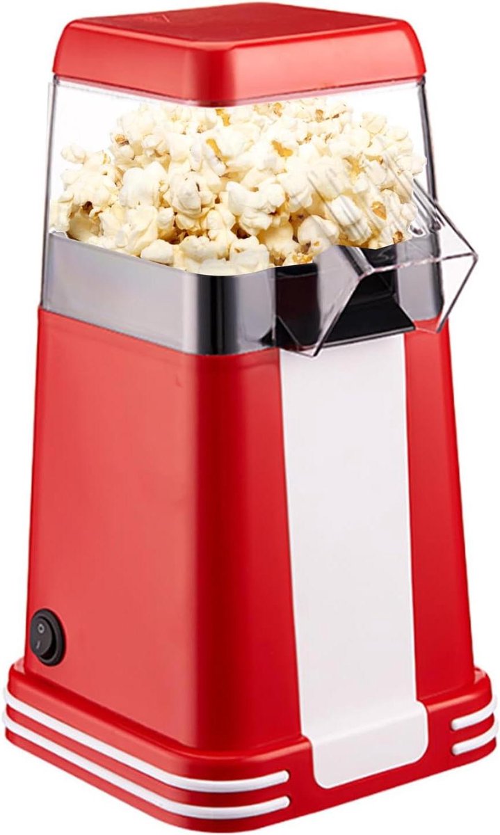 Popcornmachine - Snackmaker - Thuisbioscoop avond - Hete lucht technologie - 15.5x15.5x30 cm - Wit