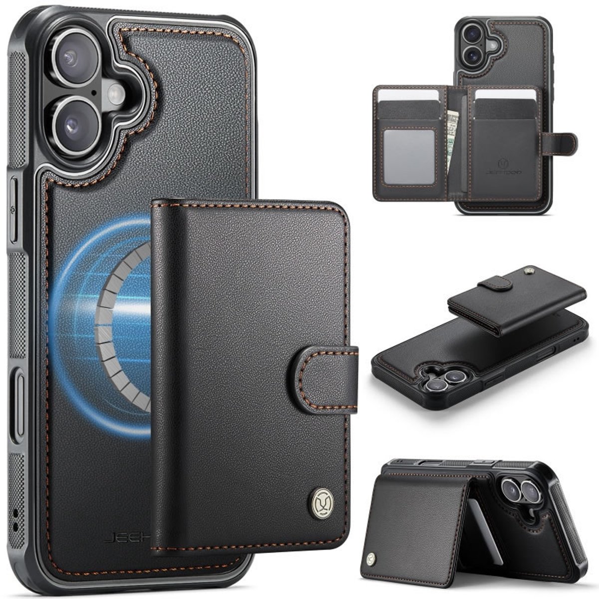 Luxe 2-in-1 Backcovder + Magnetische/Afneembare Kaarthouder voor iPhone 17 _ Zwart