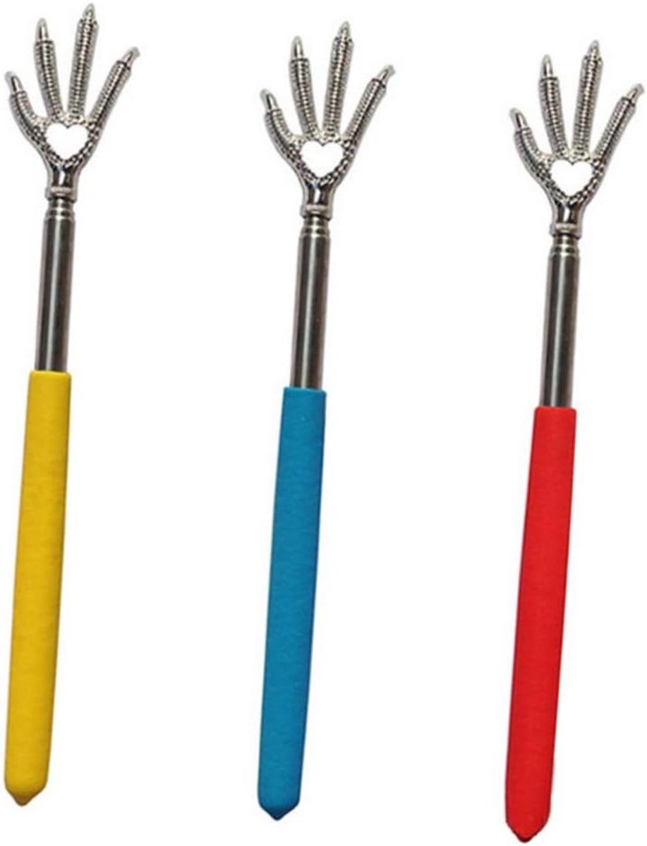Rugmassage Set - Krabbende Hulp - Ontspannen Gevoel - Uitschuifbaar Handvat - 3 Stuks - Rood Geel Blauw