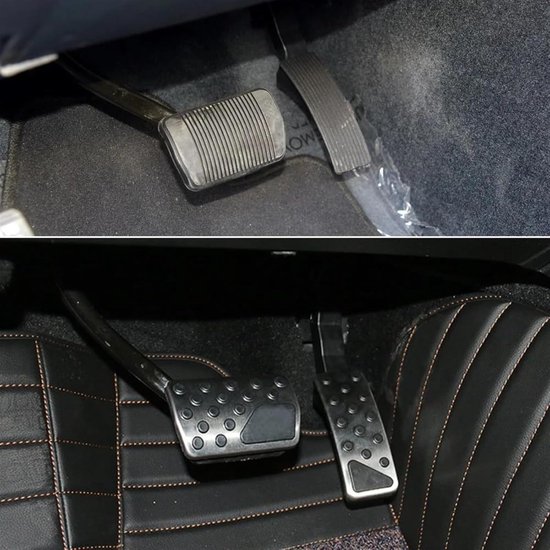 Pedaalhoezen Set - Auto Pedalen - Verbeterde Grip - Roestvrij Staal - One Size - Zwart Zilver — afbeelding 2