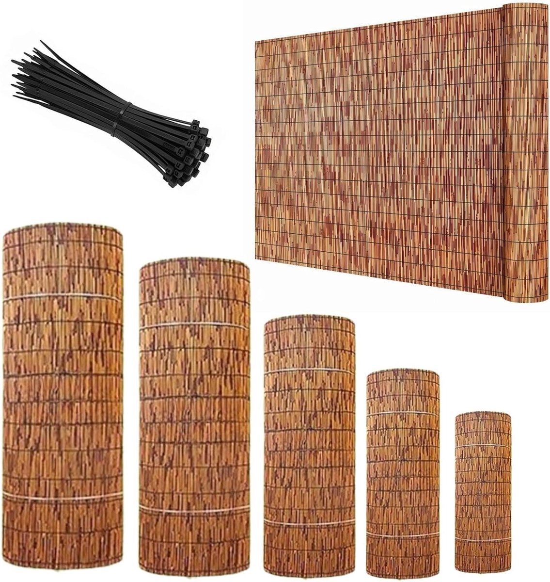Natuurlijke Rieten Schutting - Decoratief Paneel - Privacy Creëren - Luchtdoorlatend - H180xL750cm - Bruin