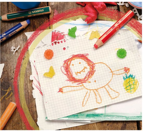 STABILO woody 3 in 1 - Multi Talent Kleurpotloden - Etui Met 10 Kleuren + Puntenslijper