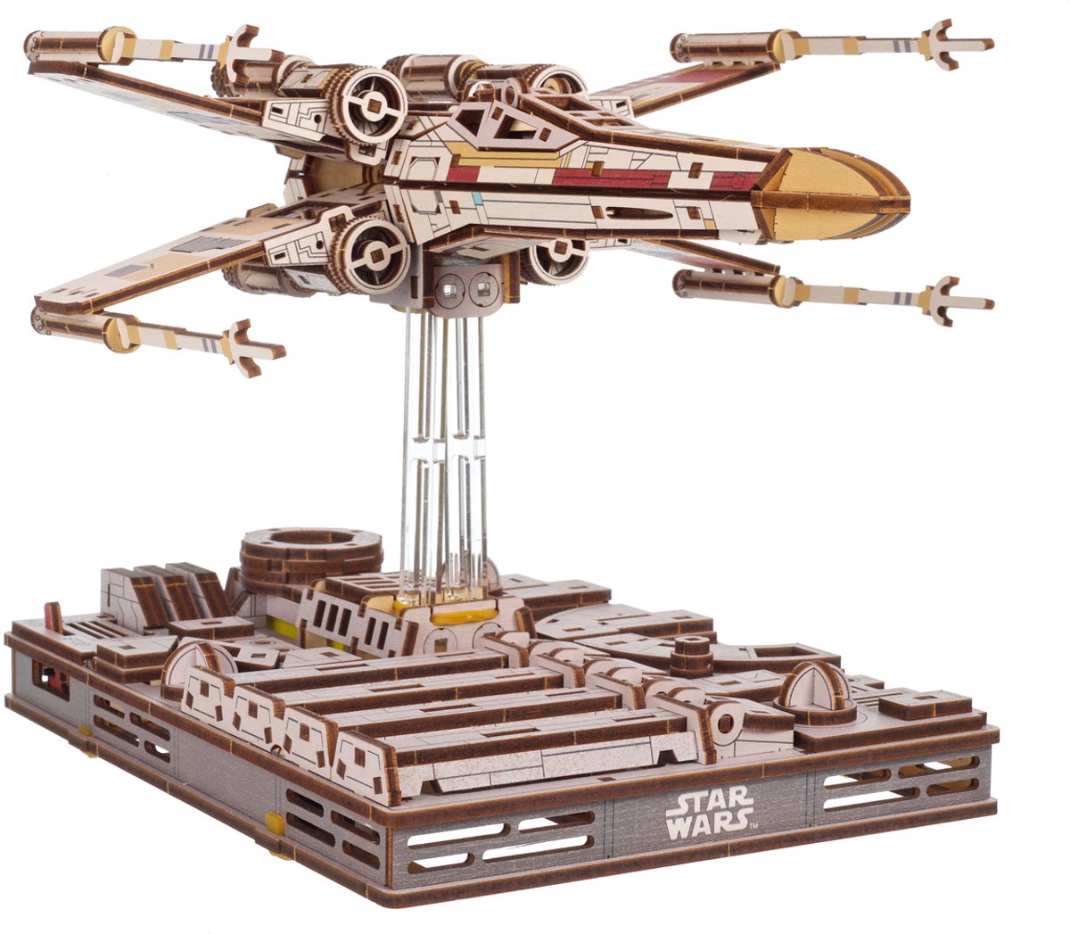 UGEARS 3D Modelbouw - Luke Skywalker's X-Wing Starfighter - Star Wars - Mechanisch Bouwpakket Hout - Educatief Speelgoed — afbeelding 8