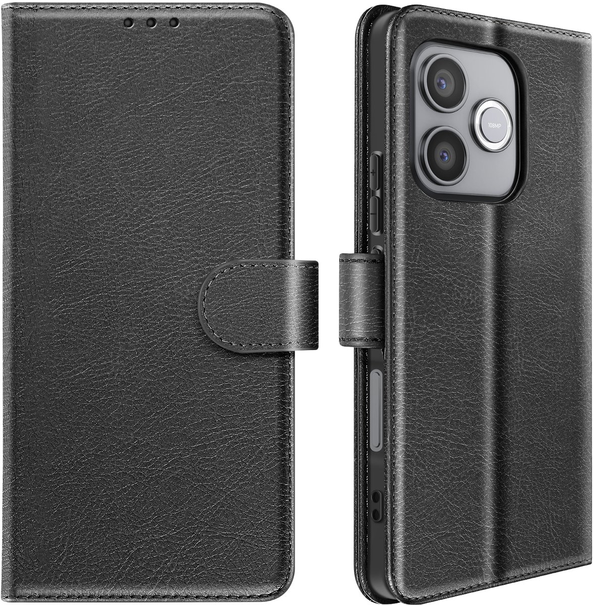 Avizar Etui Geschikt voor Honor 600 Lite Chesterfield met Standaardfunctie, Zwart