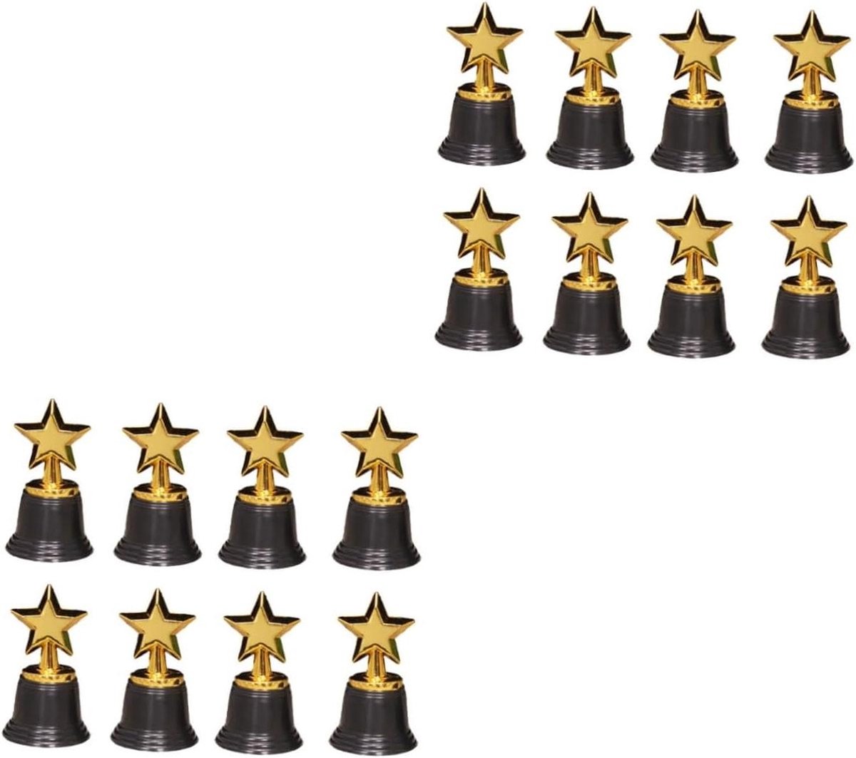 Trofee Feestartikelen - Prijzen Bekers - Kinder Spel - Duurzaam Plastic Materiaal - 11cm Hoog - Goudkleurig